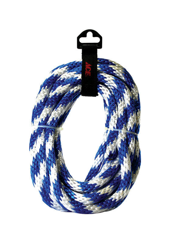 Ace 5/8 in. Diameter x 20 ft Blue/White Solid Braided Poly Derby Rope