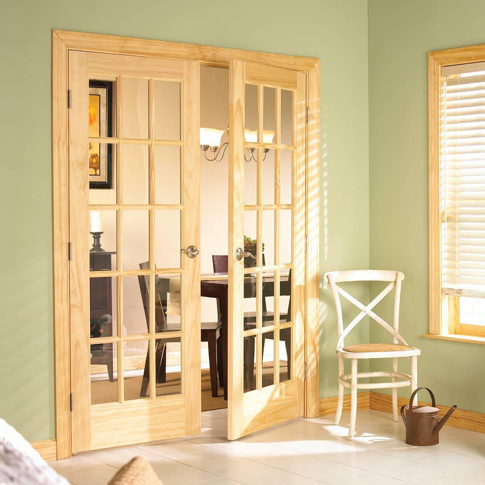 30 in. x 80 in. French 15-Lite Solid-Core Smooth Unfinished Pine Veneer Composite Interior Door Slab - Super Arbor