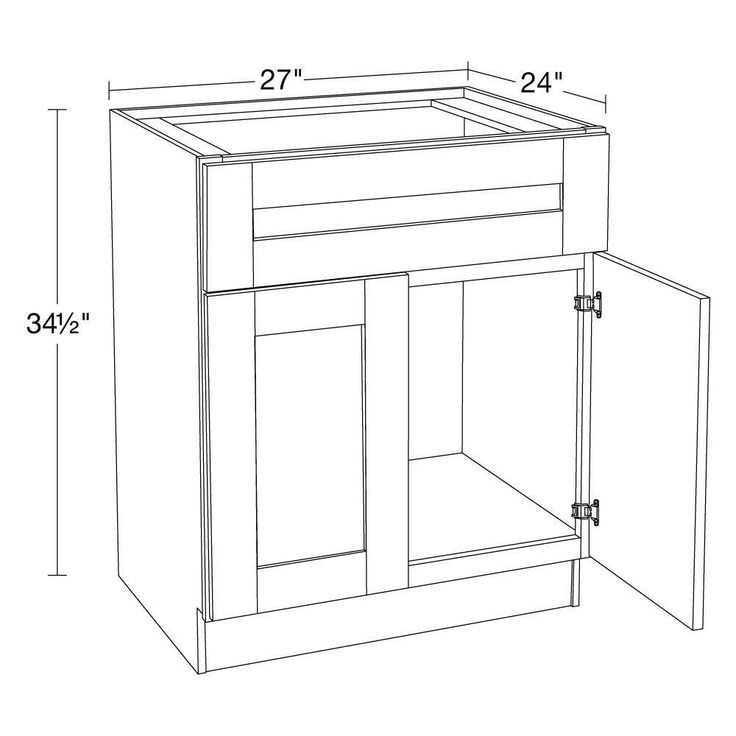 Home Decorators Collection Washington Vessel Blue Plywood Shaker Assembled Vanity Sink Base Kitchen Cabinet Sft Cls 27 in W x 24 in D x 34.5 in H
