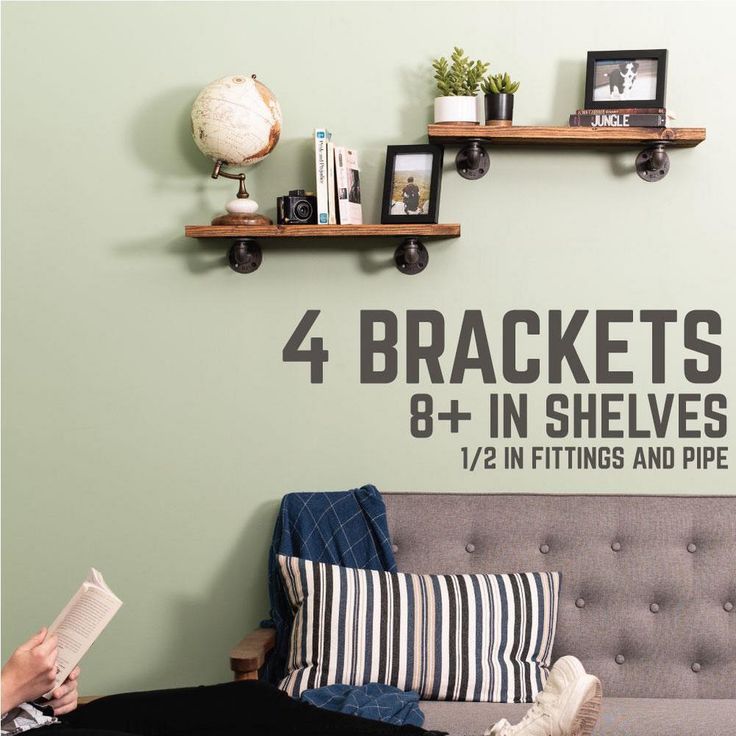 1/2 in. Black Pipe 5.75 in D x 2.5 in. H Wall Mounted Double Flange Shelf Bracket Kit (4-Pack)