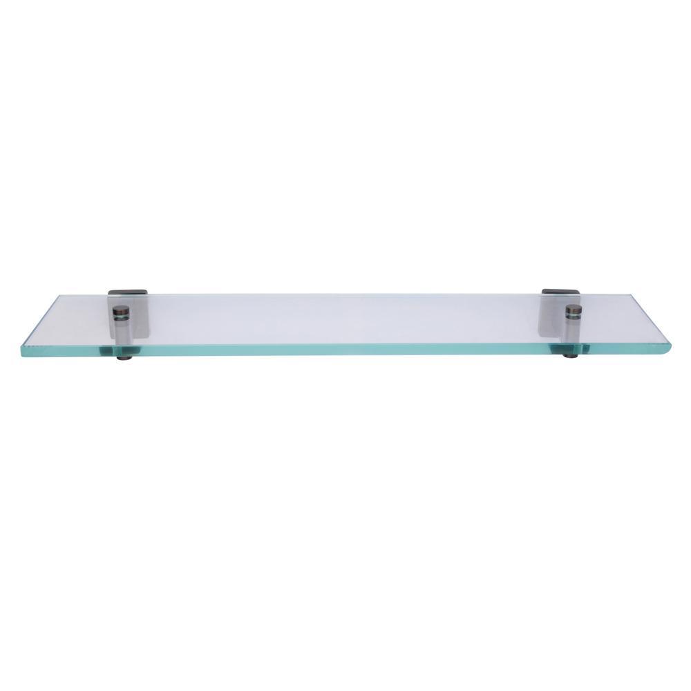 Nayland 20 in. W Wall Mount Glass Shelf in Matte Black - Super Arbor