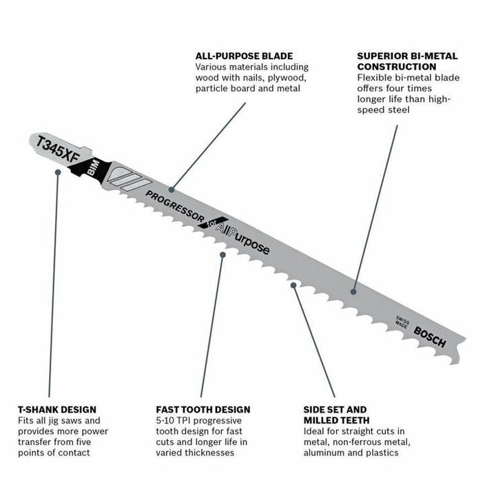 Bosch 3-Pack 5-1/4-in T-shank Bi-metal Jigsaw Blade