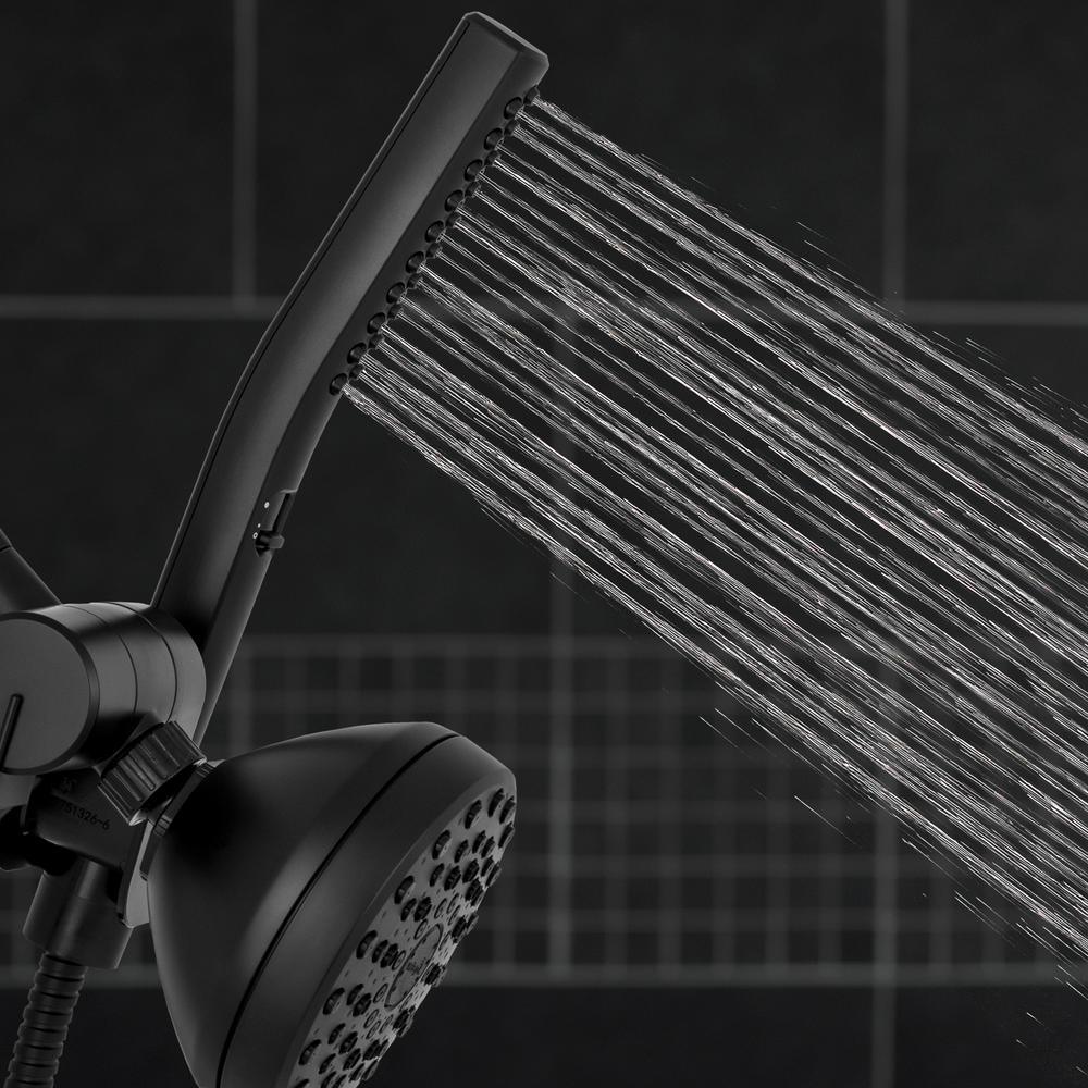 12-Spray High Pressure 1.8 GPM 5 in. Wall Mount Dual Shower Head and Handheld Shower Head in Matte Black - Super Arbor