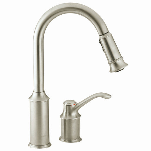 Moen Aberdeen Single-Handle Pull-Down Sprayer Kitchen Faucet with Reflex, Classic Stainless, 7590CSL