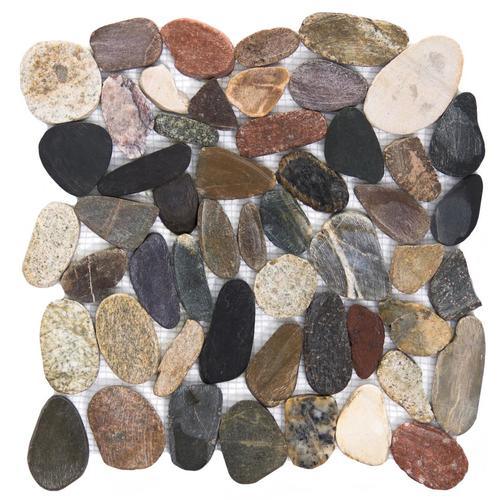 Emser Flat Rivera Pebble 10-Pack Natural Natural Stone Border Tile (12-in x 12-in) - Super Arbor