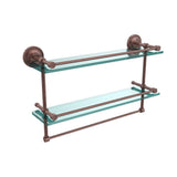 22 in. L  x 12 in. H  x 5 in. W 2-Tier Clear Glass Bathroom Shelf with Towel Bar in Polished Chrome - Super Arbor