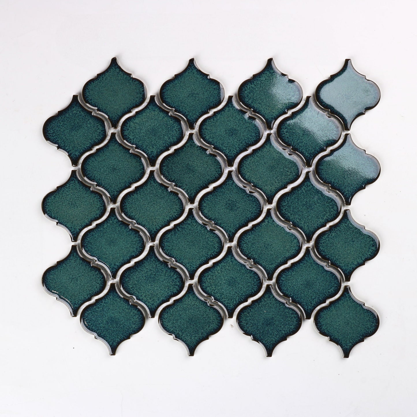 WS Tiles Porcelain Perfection Lagoon Green 10-in x 12-in Glossy Porcelain Arabesque Mosaic Wall Tile product image