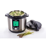LUX LCD 8 Qt. Stainless Steel Electric Pressure Cooker with Stainless Steel Cooking Pot