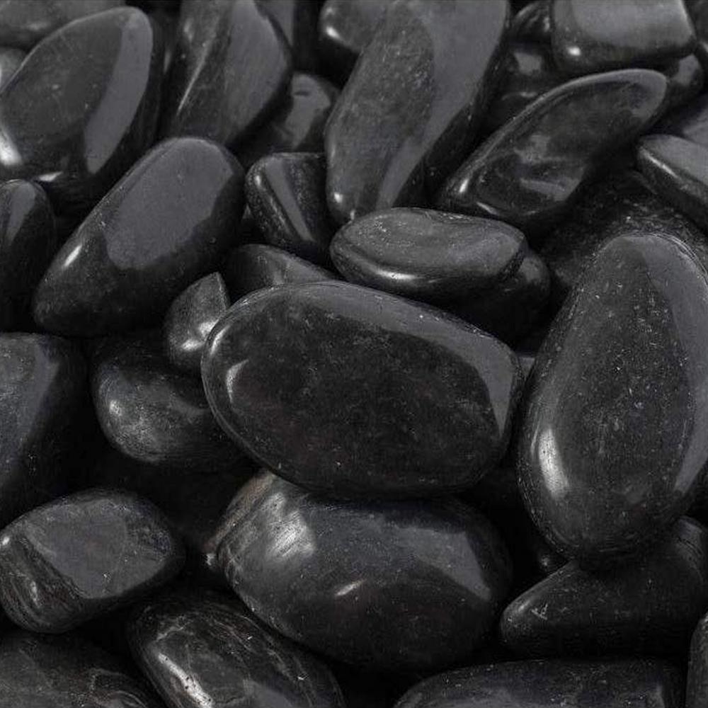 Rain Forest 0.4 cu. ft. 2 in. to 3 in., 30 lbs. Black Super Polished Pebbles - Super Arbor