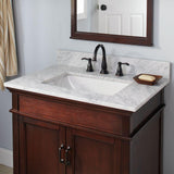 31 in. W x 19 in. D Marble Vanity Top in Carrara with White Trough Sink - Super Arbor