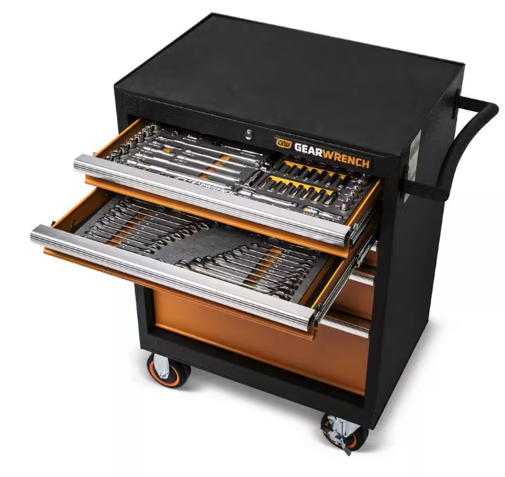 120XP 1/4 in. x 3/8 in., and 1/2 in. Drive Mechanics Tool Set in EVA with 26 in. Rolling Cabinet (126-Pieces)
