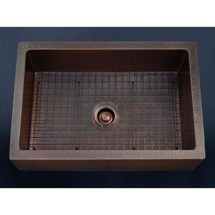 Luxury 33 in. Heavy 12-Gauge Dark Copper Single Bowl Farmhouse Kitchen Sink Flat Front Includes Grid and Flange