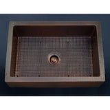 Luxury 33 in. Heavy 12-Gauge Dark Copper Single Bowl Farmhouse Kitchen Sink Flat Front Includes Grid and Flange