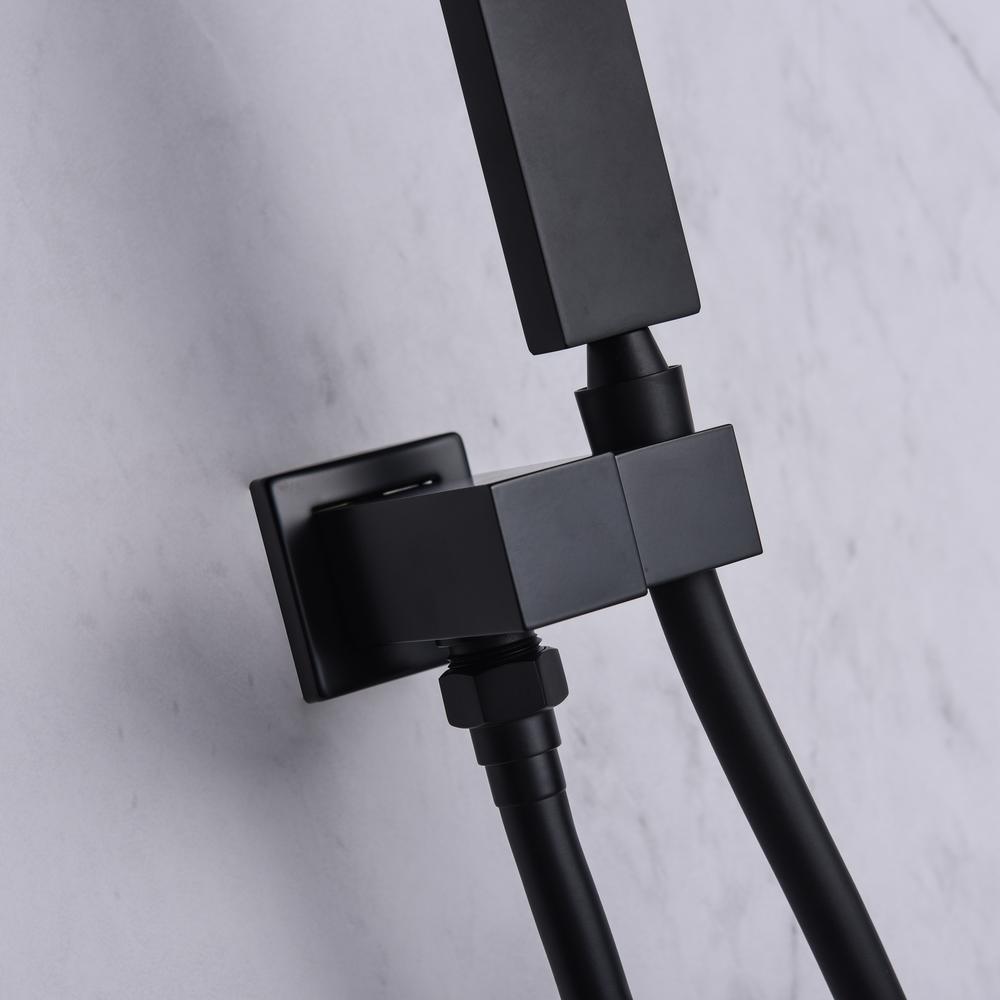 1-Spray Patterns with 2.5 GPM 10 in. Wall Mount Rain Dual Shower Heads in Matte Black, Shower System / Faucet Set - Super Arbor