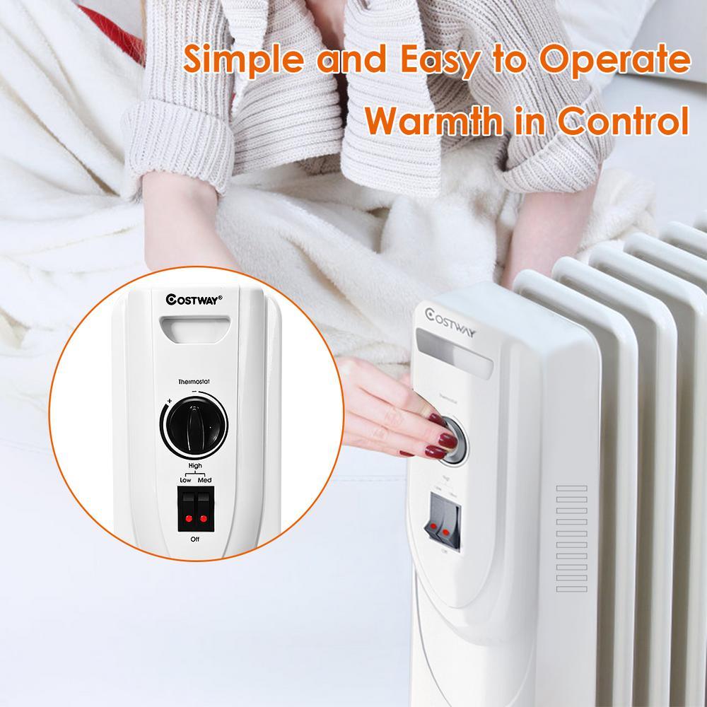 1500-Watt LCD 7-Fin Timer Electric Oil Filled Radiator Heater with Remote Control - Super Arbor