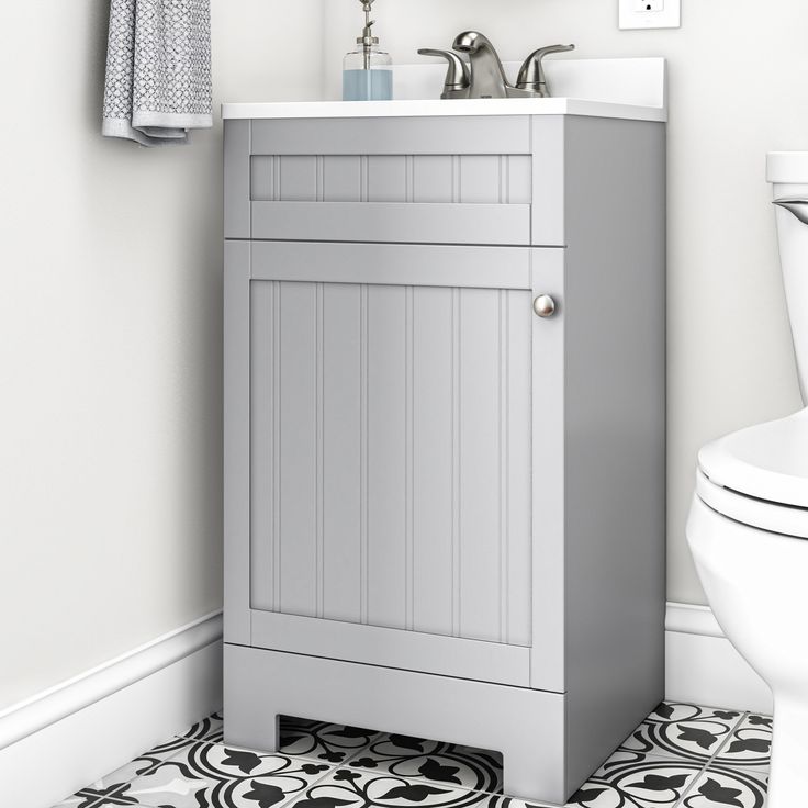 Style Selections Ellenbee 18-in Gray Single Sink Bathroom Vanity with White Cultured Marble Top