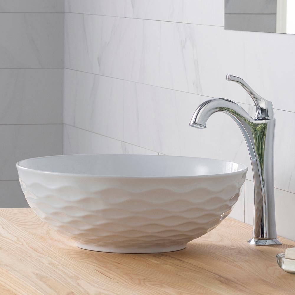 Viva 16-1/2 in. Round Porcelain Ceramic Vessel Sink in White - Super Arbor