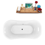68 in. Acrylic Fiberglass Clawfoot Non-Whirlpool Bathtub in Black - Super Arbor