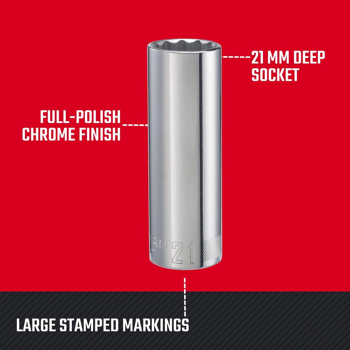Craftsman 21 mm Metric 12 Point Deep Socket, 1/2 in. Drive