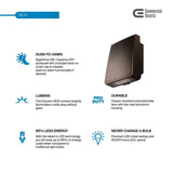 Slim-Profile 100-Watt Equivalent Integrated Outdoor LED Wall Pack, 1600 Lumens, Outdoor Security Lighting