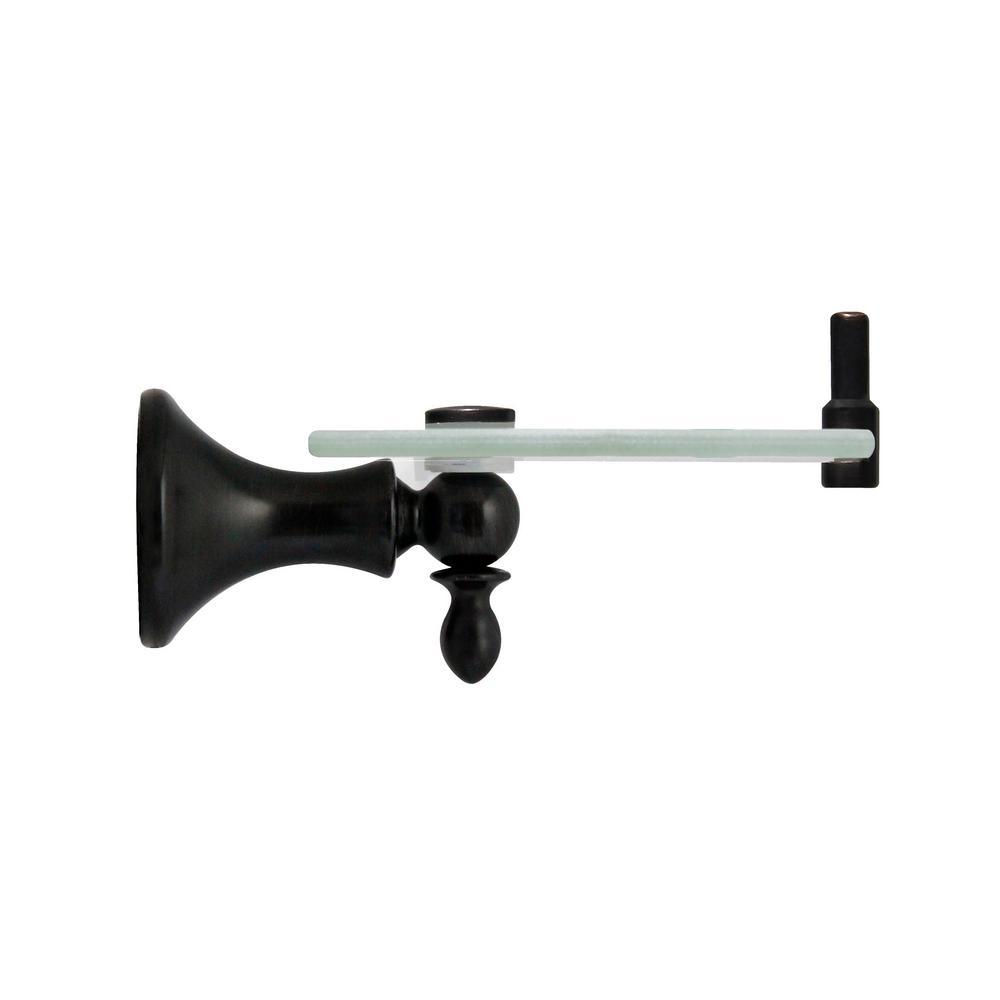 Antica 20 in. W Frosted Glass Shelf with Rail in Rubbed Bronze - Super Arbor