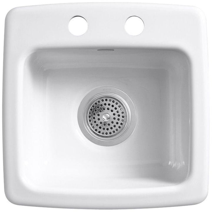 Gimlet Drop-In Acrylic 15 in. 2-Hole Single Bowl Bar Sink in White