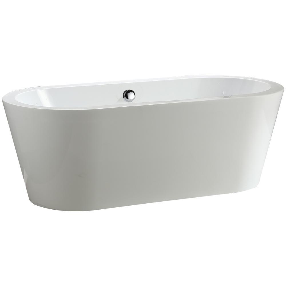 Melania 5.6 ft. Acrylic Flatbottom Non-Whirlpool Bathtub in White - Super Arbor