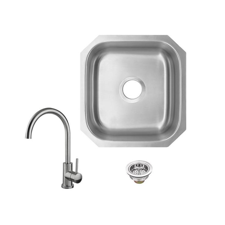 Undermount 16 in. 18-Gauge Stainless Steel Bar Sink in Brushed Stainless with Gooseneck Kitchen Faucet