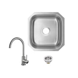 Undermount 16 in. 18-Gauge Stainless Steel Bar Sink in Brushed Stainless with Gooseneck Kitchen Faucet
