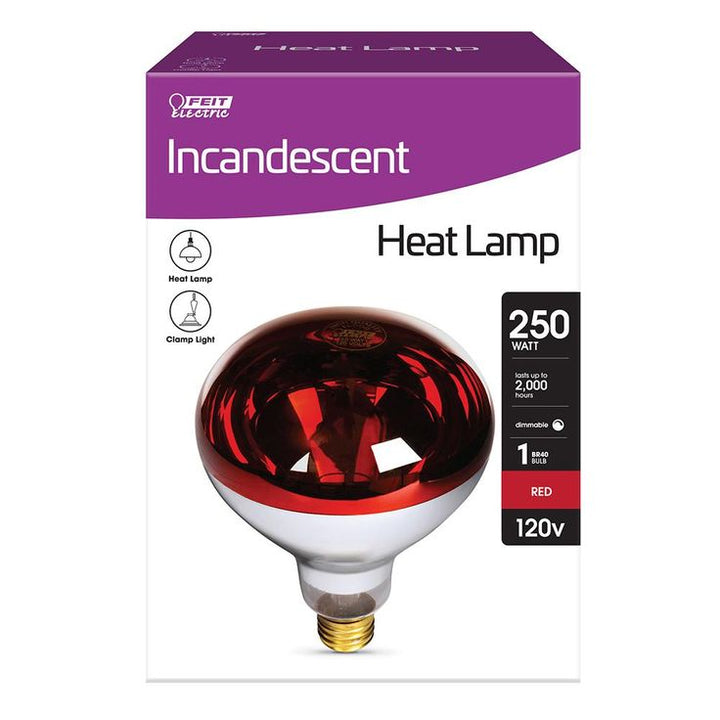 Feit Electric 250-Watt Red BR40 Dimmable Incandescent 120-Volt Infrared Heat Lamp Light Bulb (1-Bulb)