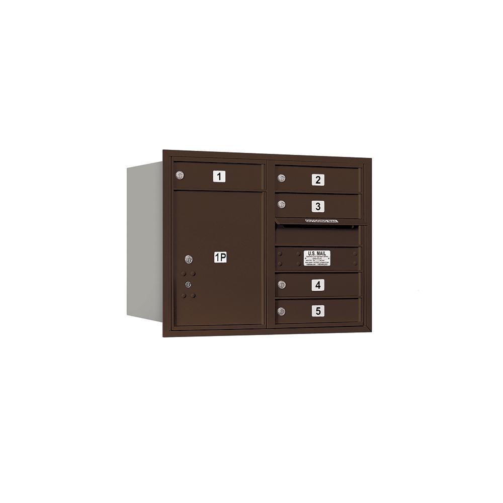 3700 Horizontal Series 5-Compartment with 1-Parcel Locker Recessed Mount Mailbox - Super Arbor