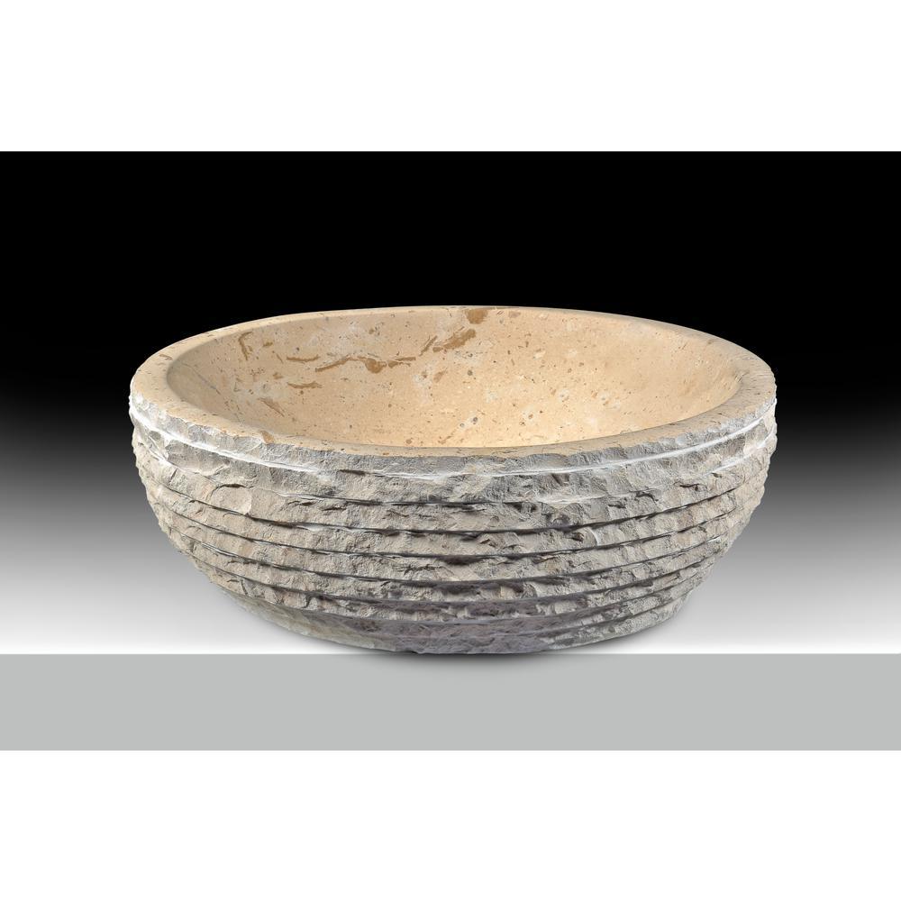 Desert Basin Vessel Sink in Classic Cream Marble - Super Arbor