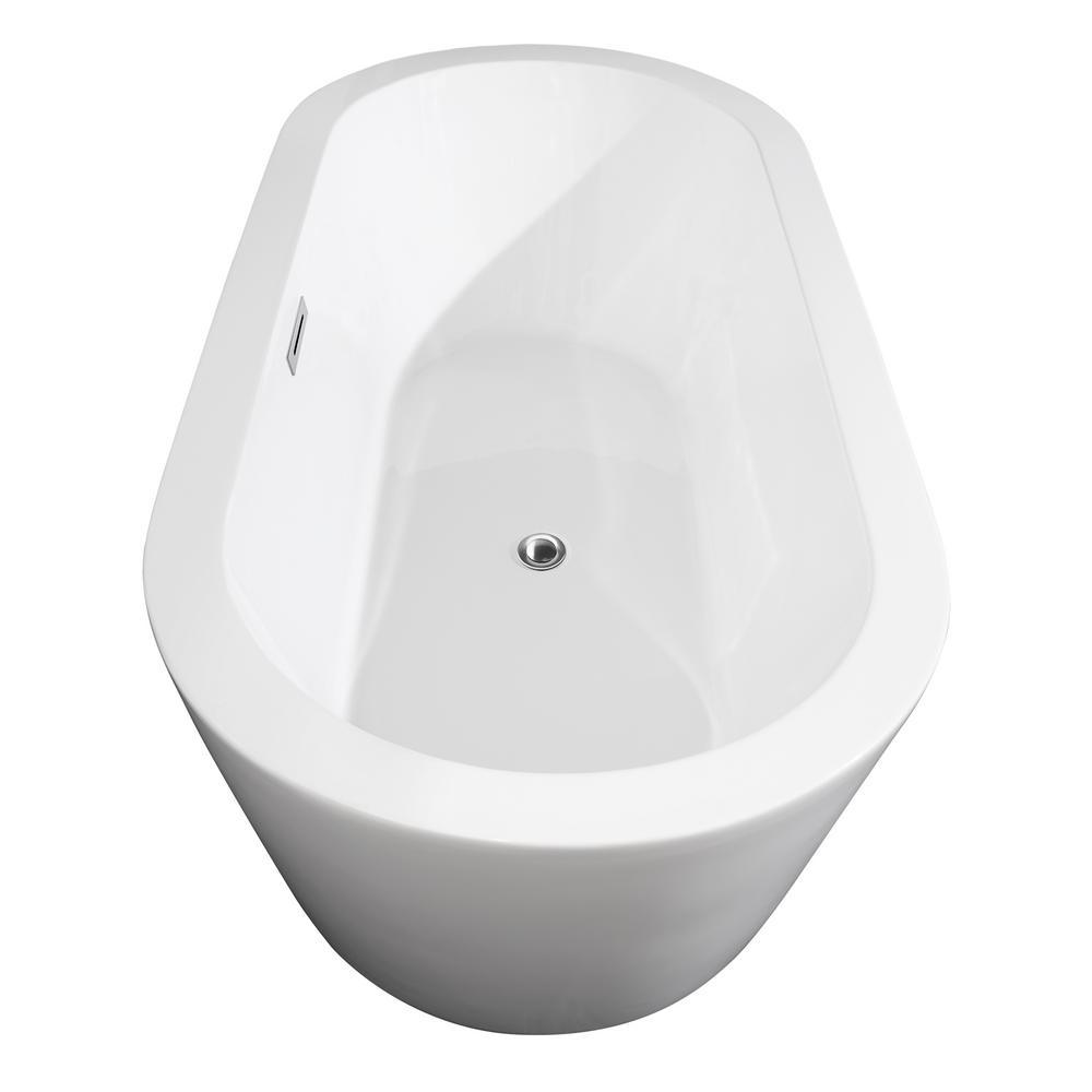 Mermaid 71 in. Acrylic Flatbottom Center Drain Soaking Tub in White - Super Arbor