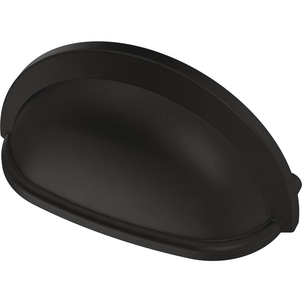 Essentials 3 in. (76mm) Center-to-Center Matte Black Cup Pull (12-Pack) - Super Arbor