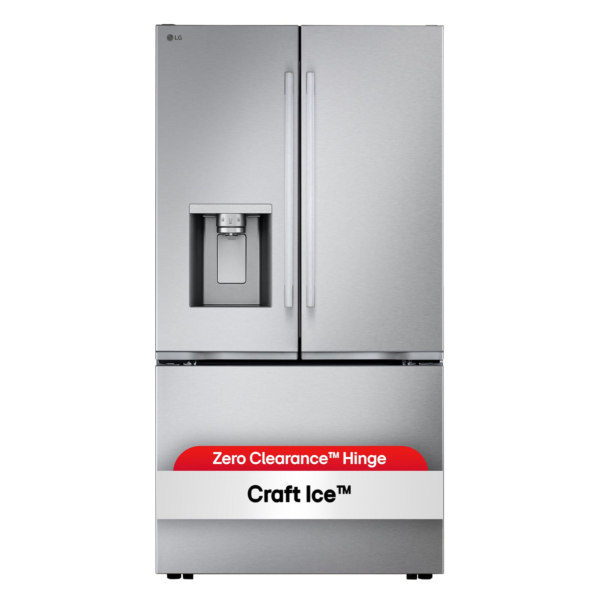 Counter-Depth Zero Clearance 23.7-cu ft 3 -Door 36-in Wide Smart Compatible French Door Refrigerator with Dual Ice Maker with Water and Ice Dispenser ( PrintProof Stainless Steel ) ENERGY STAR Certified