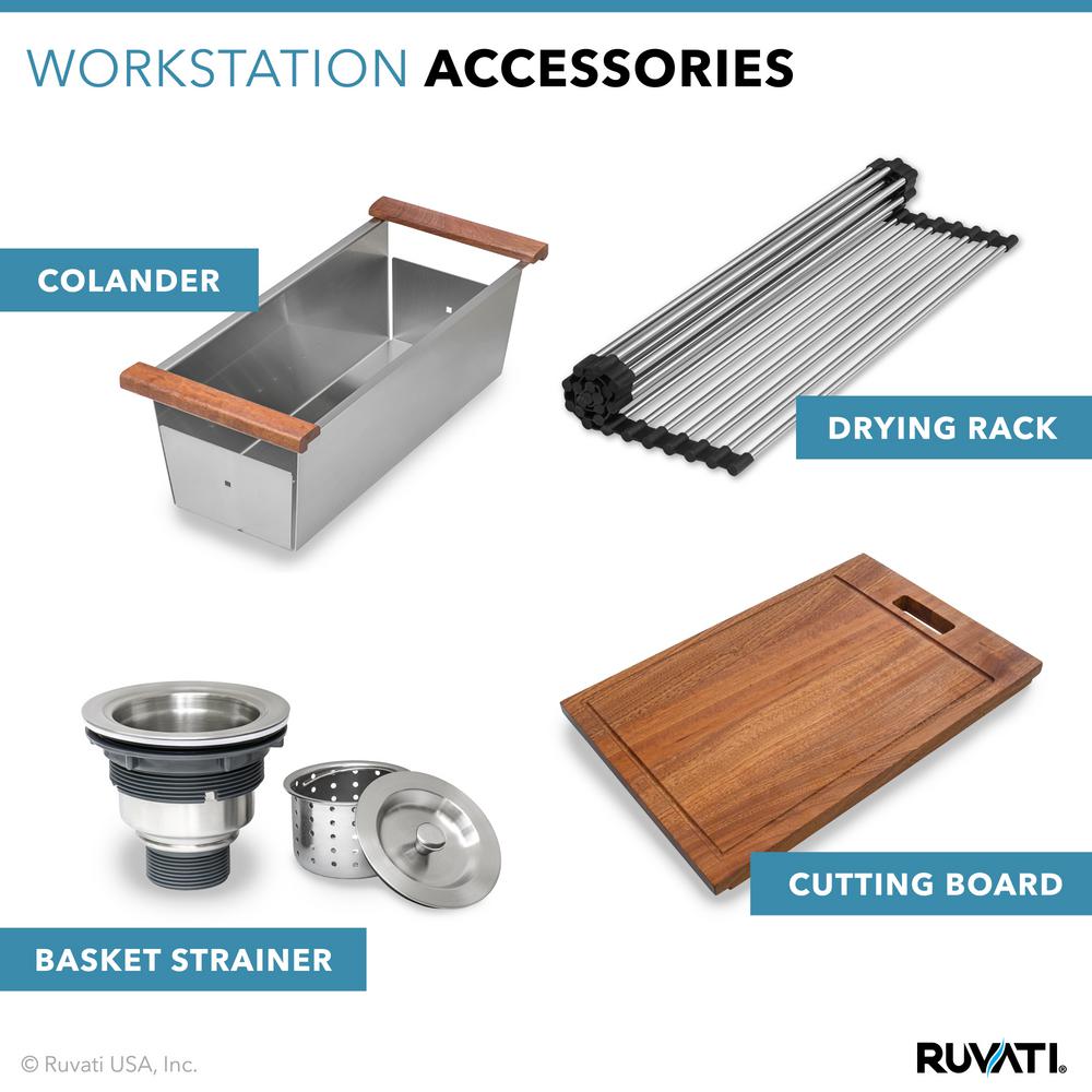 32 in. Single Bowl Workstation Tight Radius Undermount 16-Gauge Stainless Steel Kitchen Sink with Sliding Accessories - Super Arbor