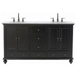 Newport 61 in. W x 21-1/2 in. D Double Bath Vanity in Pewter with Granite Vanity Top in Grey - Super Arbor