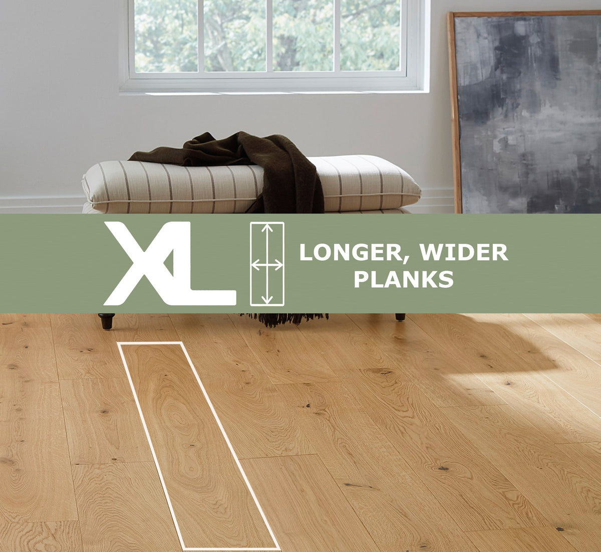 Element Flooring European white oak Yuma Sand hardwood flooring — installed room view