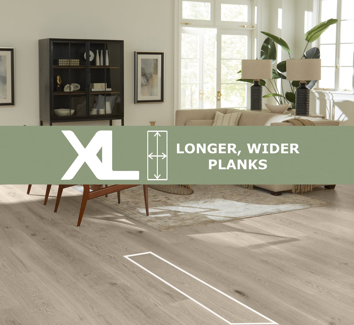 Element Flooring European white oak Roman Sand hardwood flooring — installed room view