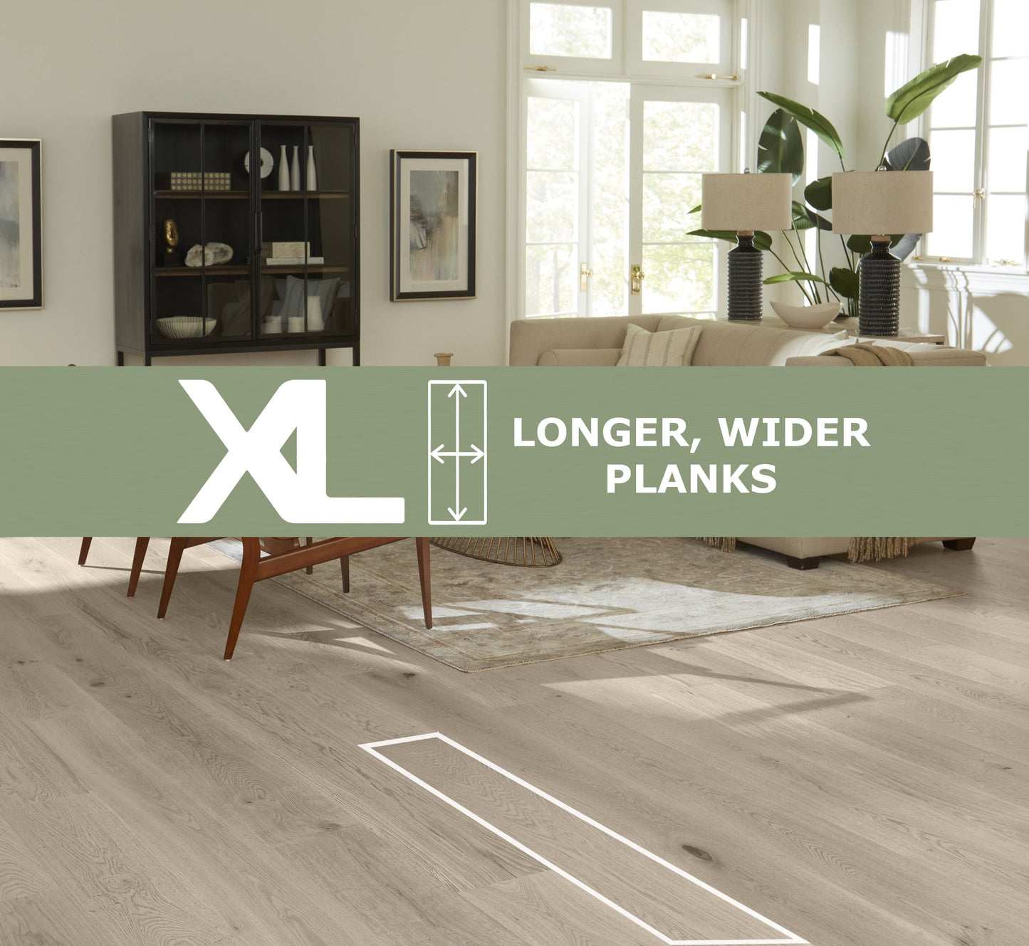 Element Flooring European white oak Roman Sand hardwood flooring — installed room view