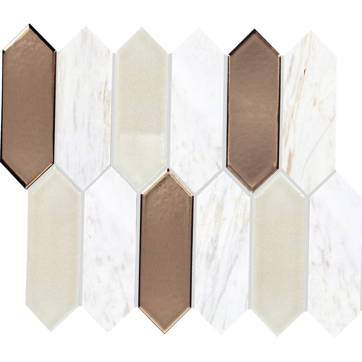 Daltile Fonte Pier White Blend 10-in x 12-in Honed Natural stone Marble/limestone Marble look Picket Mosaic Floor and Wall Tile product image