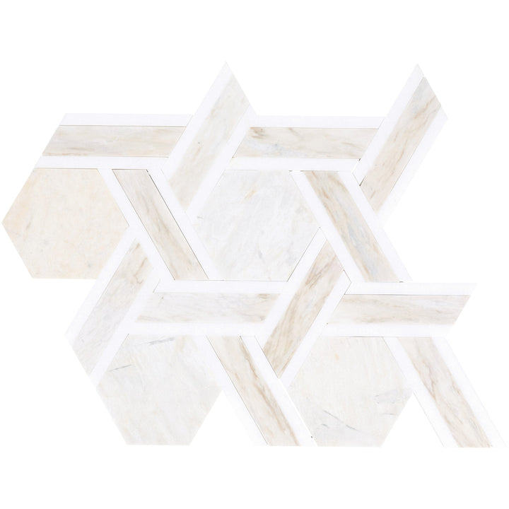 Daltile Fonte Pier White Blend 10-in x 12-in Honed Natural stone Marble/limestone Marble look Hexagon Mosaic Floor and Wall Tile product image