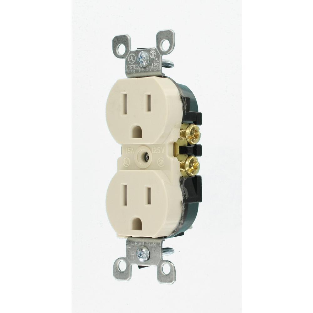 15 Amp Tamper-Resistant Duplex Outlet, Light Almond (10-Pack) - Super Arbor