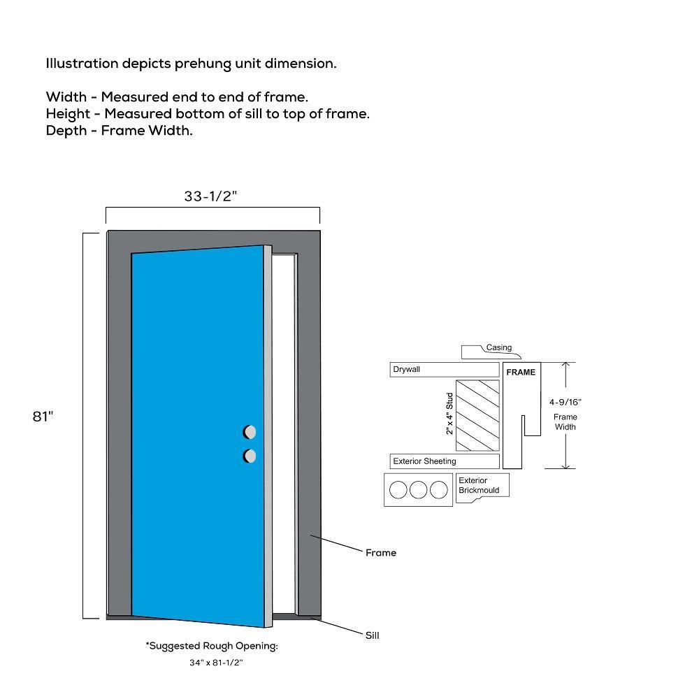 32 in. x 80 in. Classic Right-Hand Outswing Full Lite Clear Low-E Primed Steel Prehung Front Door with Brickmould - Super Arbor