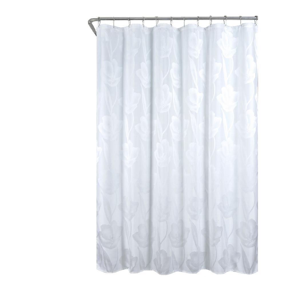 Lily 70 in. x 72 in. Silver Floral Shower Curtain - Super Arbor