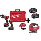 M18 FUEL 18-Volt Lithium-Ion Brushless Cordless Hammer Drill/Jig Saw/Impact Driver (3-Tool Kit) with 4-Batteries - Super Arbor