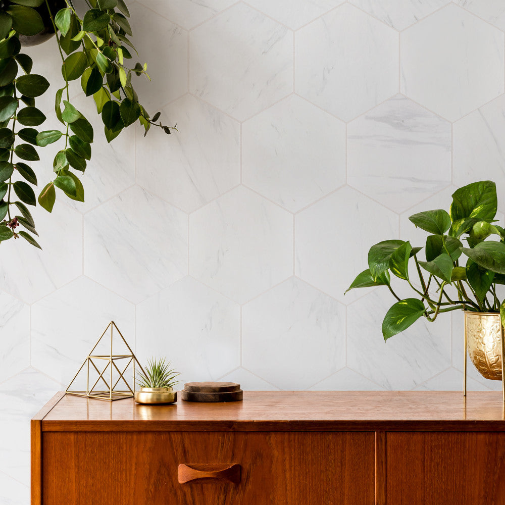 Merola Tile Eterno Carrara Hex 8-5/8 in. x 9-7/8 in. Porcelain Floor and Wall Tile (11.56 sq. ft. / case)