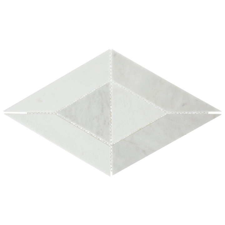 Daltile Lavaliere Carrara White/Thassos White 10-in x 17-in Honed Natural stone Marble Marble look Diamond Mosaic Wall Tile product image