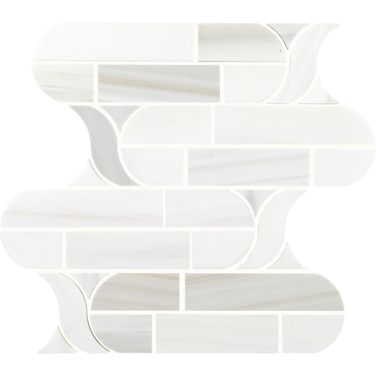 Daltile Pietra Divina Calacatta Dolomiti 11-in x 12-in Multi-finish Natural stone Marble Marble look Arabesque Mosaic Floor and Wall Tile product image