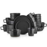 32-Piece Modern Black Matte Stoneware Dinnerware Set (Set for 8)